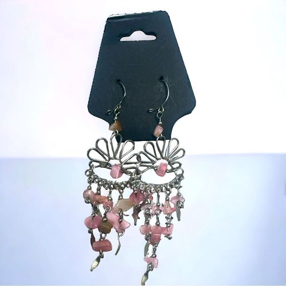 💄Rose Quartz💄Handcrafted Vintage Peruvian Gemstone Chandelier Earrings l EUC - Picture 4 of 8